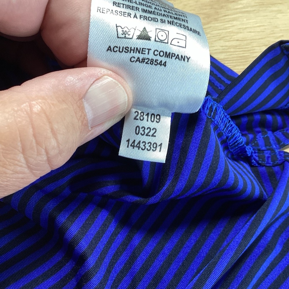 Men's Footjoy Short Sleeved Performance Striped Golf Polo Royal Blue / Black XL - Picture 8 of 10